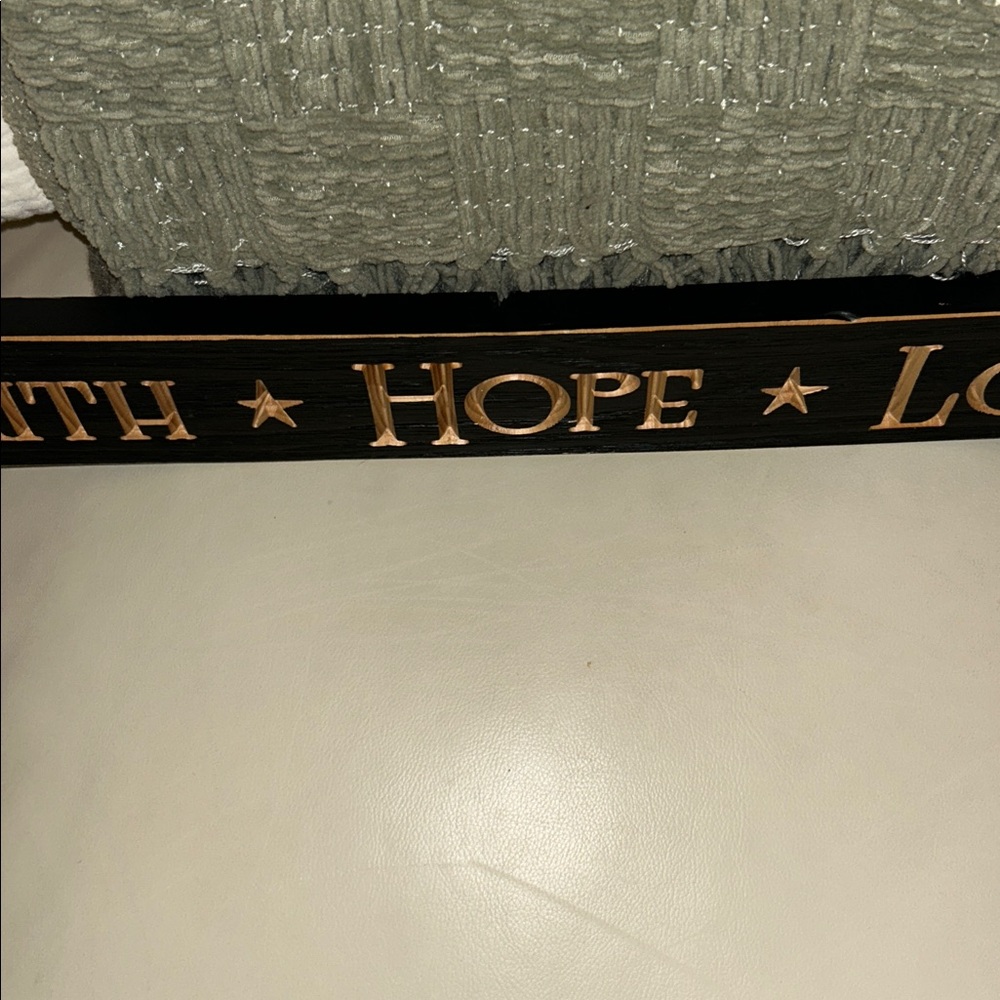 Faith Hope Love Wall Decor Sign - Dark Brown and Gold - Picture 2 of 3